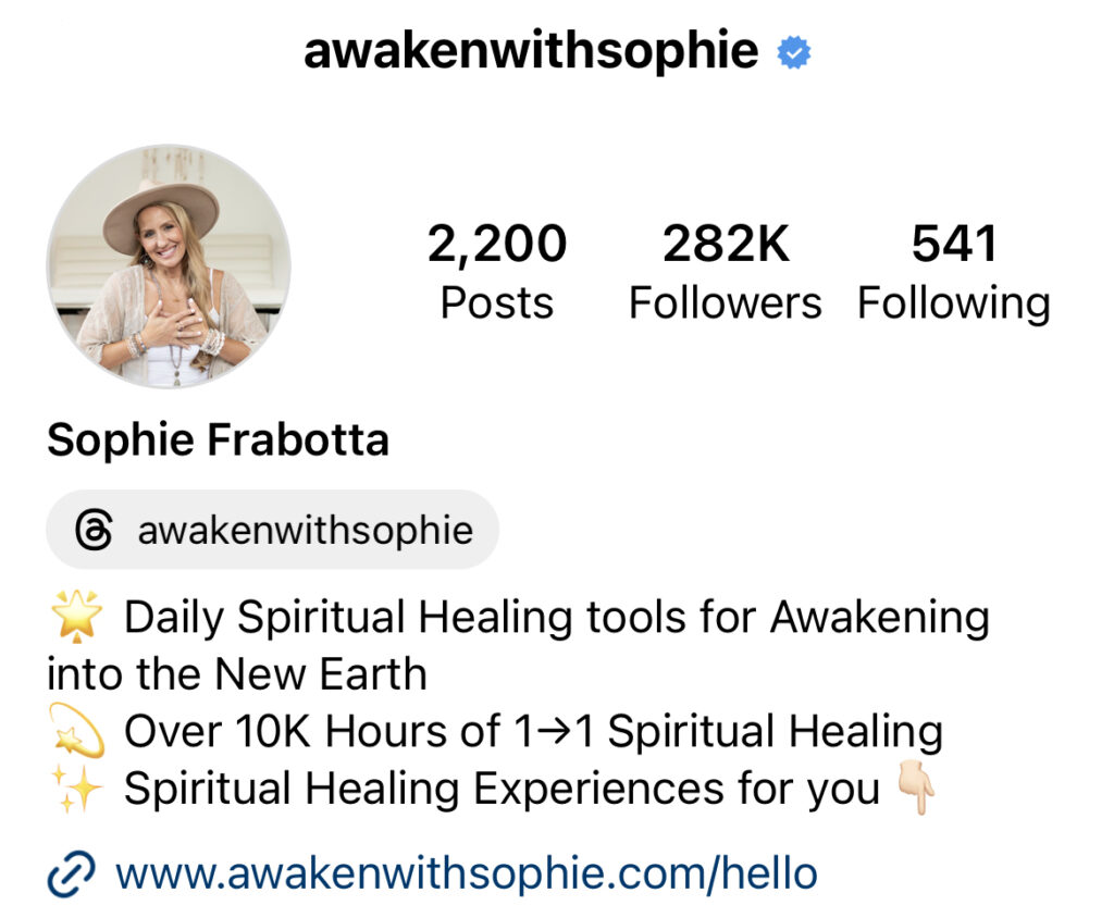 Sophie Frabotta Spiritual Life Coach Instagram